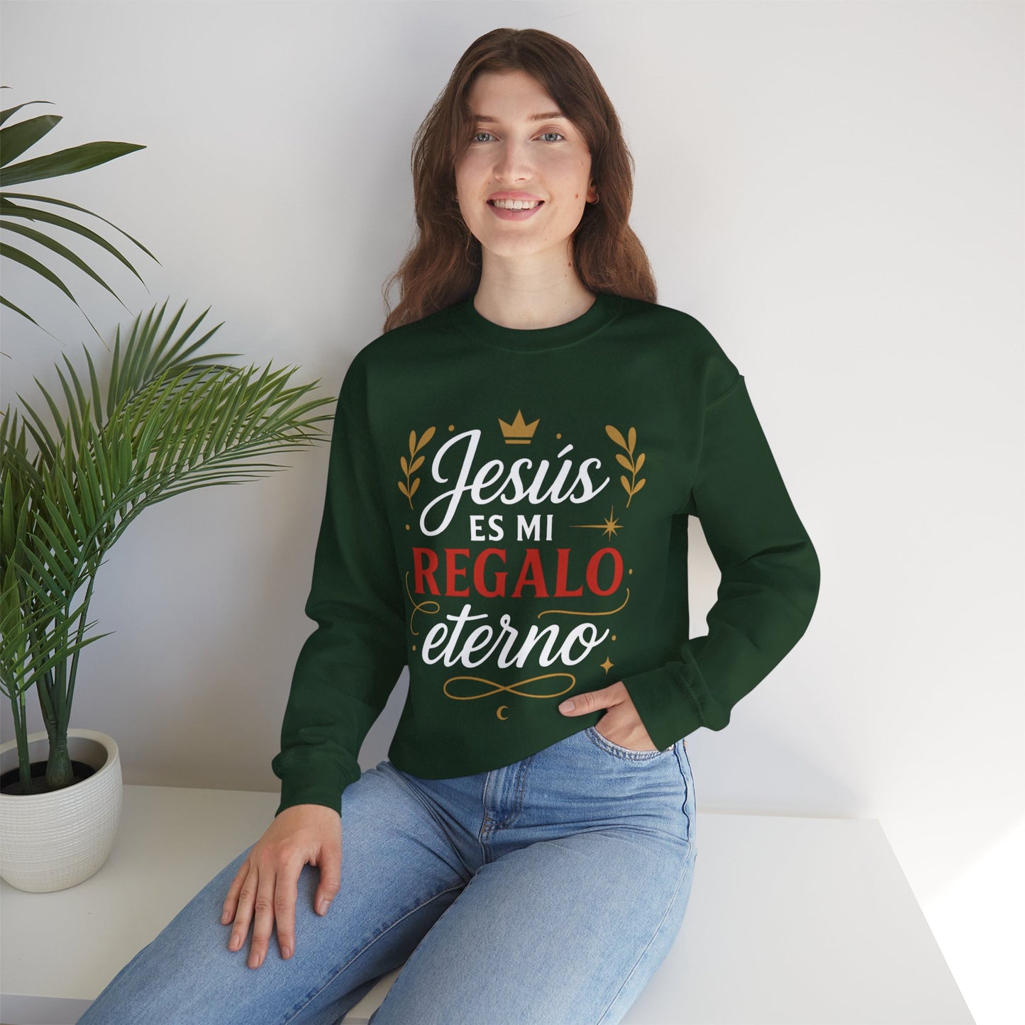 Jesús es mi regalo eterno- Sudadera Cristiana Verde Oscuro