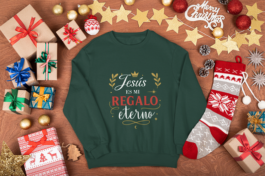 Jesús es mi regalo eterno- Sudadera Cristiana Verde Oscuro