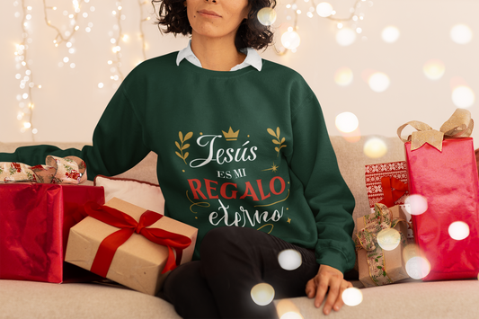 Jesús es mi regalo eterno- Sudadera Cristiana Verde Oscuro